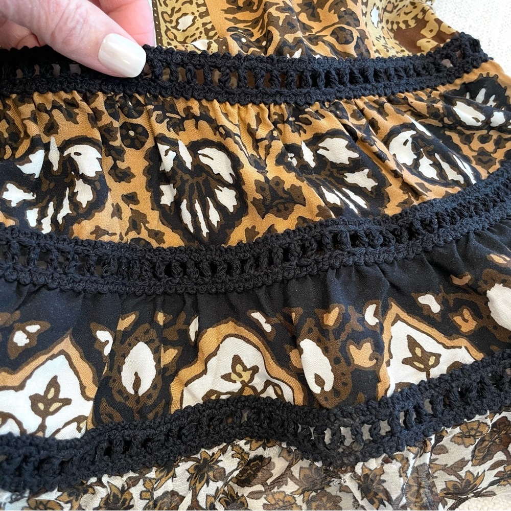 Raffaela D’Angelo Tiered Maxi Dress Size S Brown Boho Coastal Cowgirl Beach - Picture 9 of 16